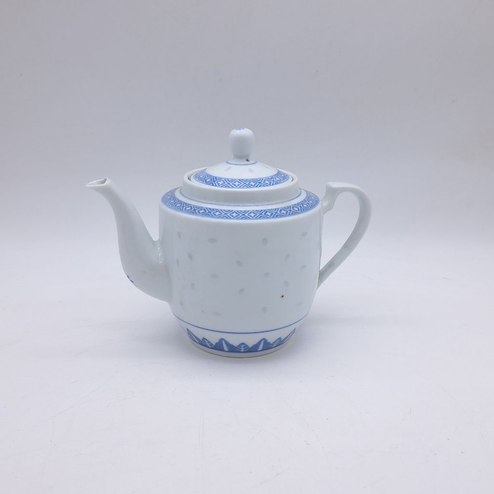 Vintage Unused Blue & White Ceramic Teapot